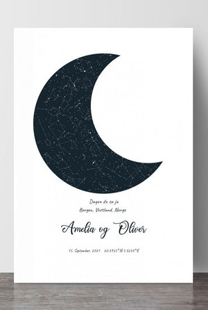 Stjerneplakat med måne - Plakatbar.no