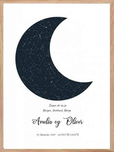 Stjerneplakat med måne - Plakatbar.no