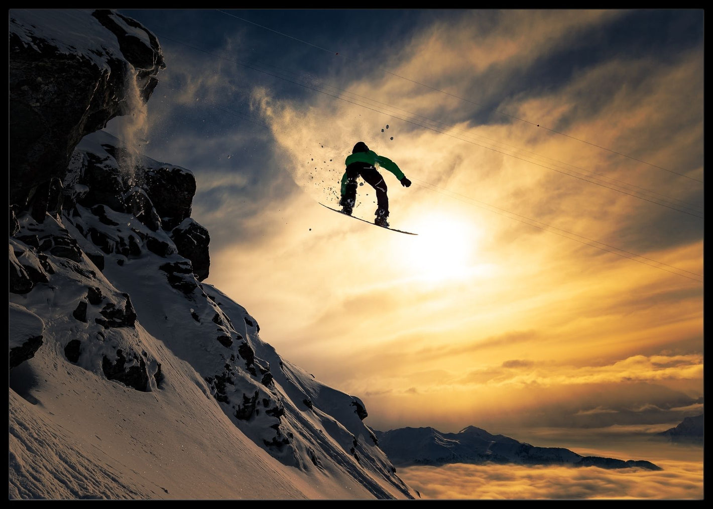 Sunset snowboarding poster - Plakatbar.no