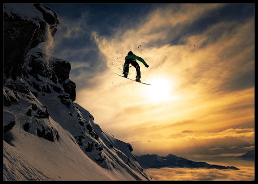 Sunset snowboarding poster - Plakatbar.no