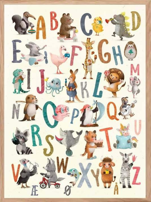 Supersøt alfabetplakat med dyr - Plakatbar.no