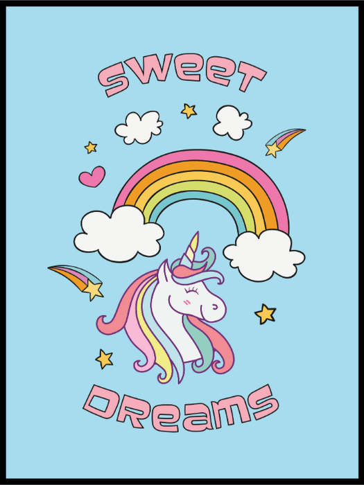 Sweet Dreams - Enhjørning og regnbue - plakat - Plakatbar.no