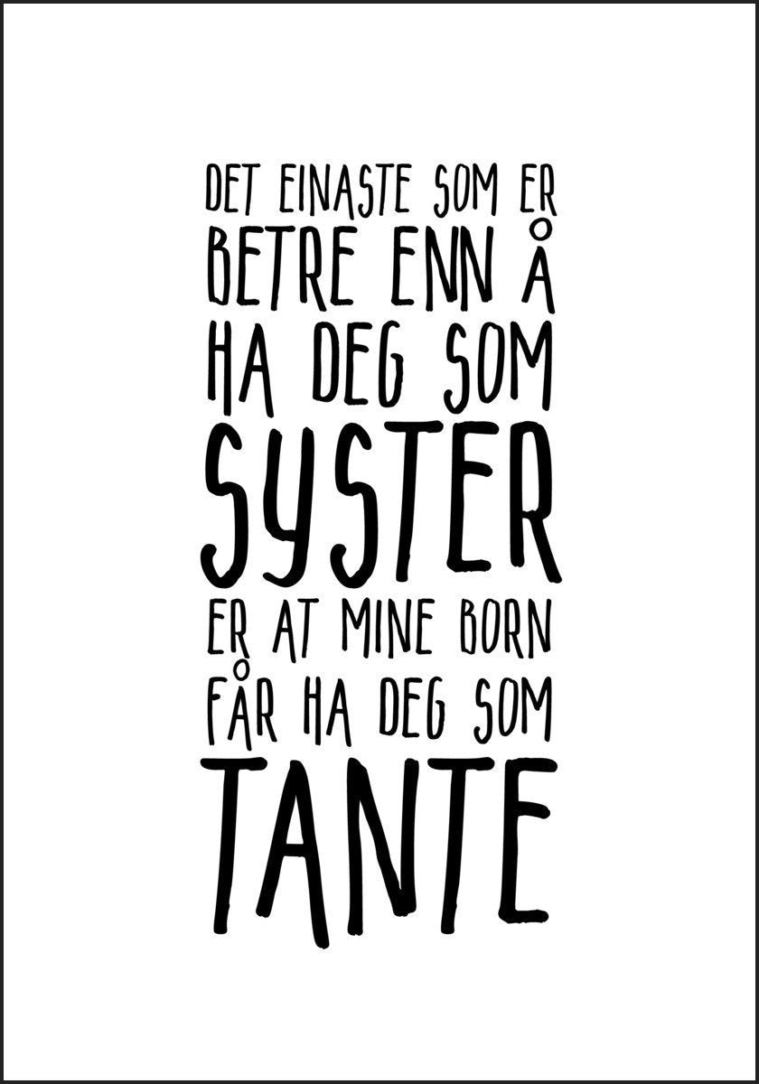 Syster og Tante - NYNORSK plakat - Plakatbar.no