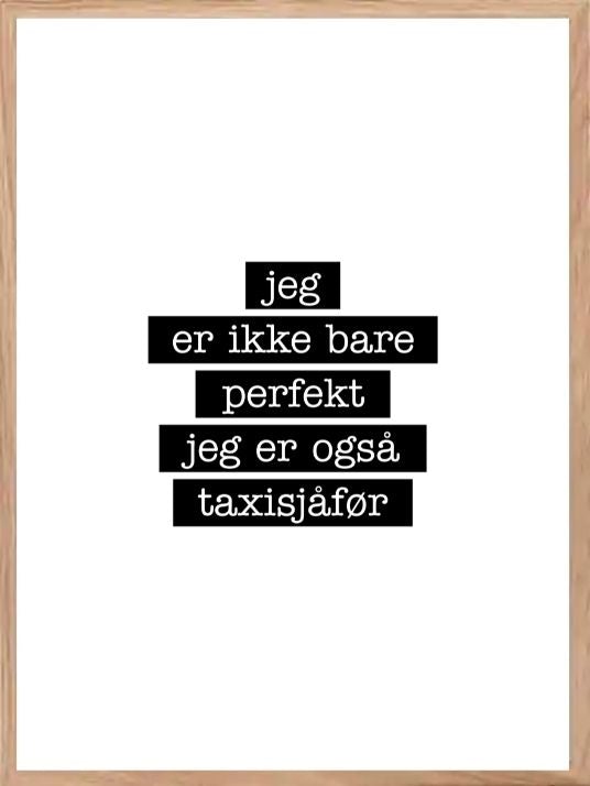 Taxisjåfør - Jeg er ikke bare perfekt Plakat - Plakatbar.no