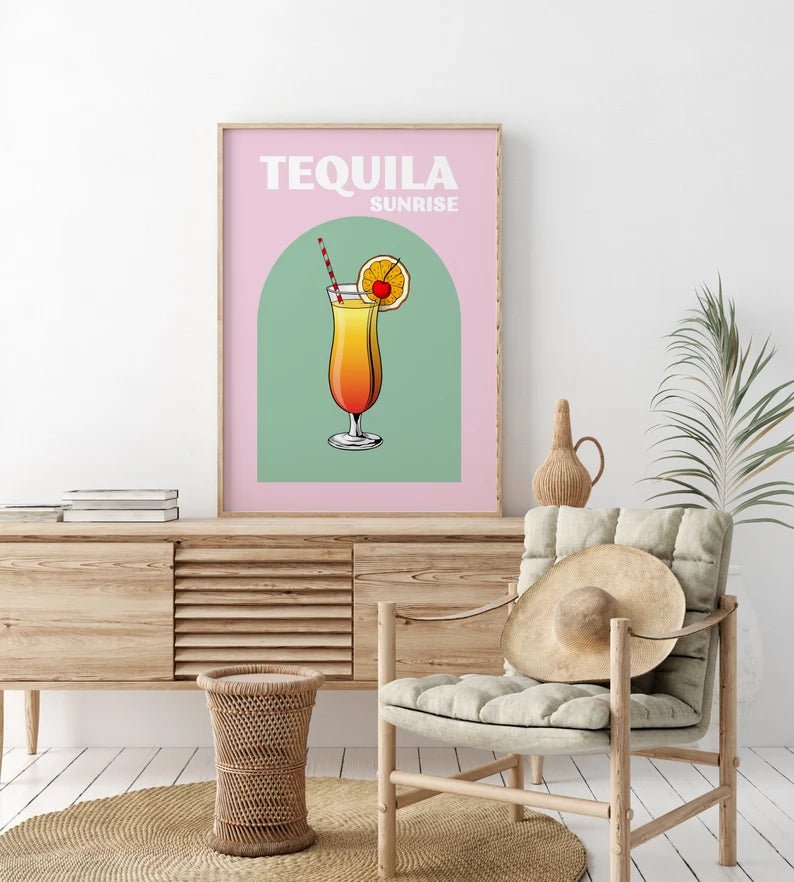 Tequila Sunrise - Retro Cocktail Plakat - Plakatbar.no