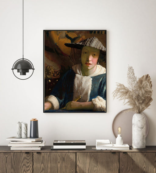 The girl with a flute, Johannes Vermeer- Plakat - Plakatbar.no