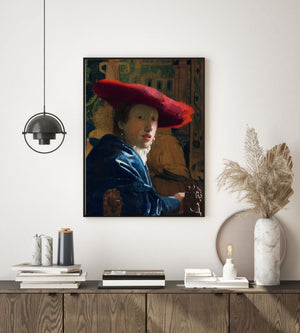 The girl with the red hat, Johannes Vermeer- Plakat - Plakatbar.no