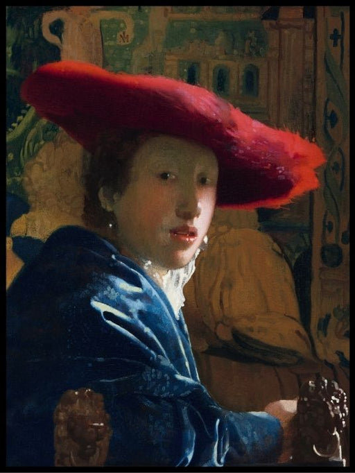 The girl with the red hat, Johannes Vermeer- Plakat - Plakatbar.no