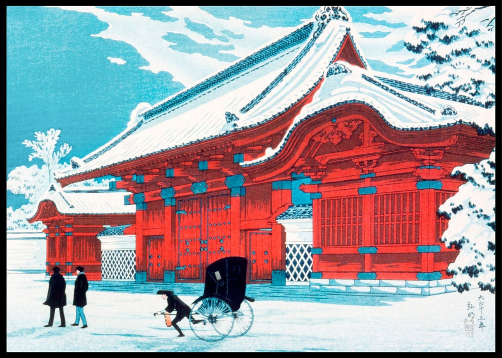 The Red Gate of Hongo in Snow, Hiroaki Takahashi- Plakat - Plakatbar.no