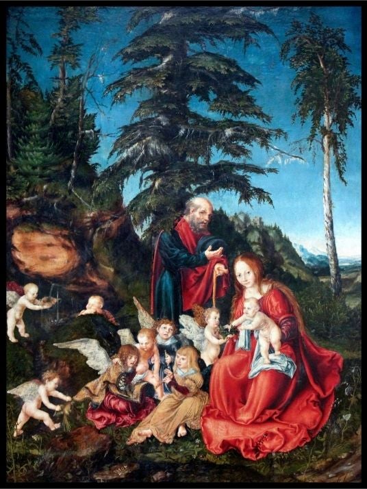 The rest on the flight into Egypt, Lucas Cranach- Poster