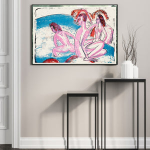 Three bathers by stones, Ernst Ludwig Kirchner - Plakat - Plakatbar.no