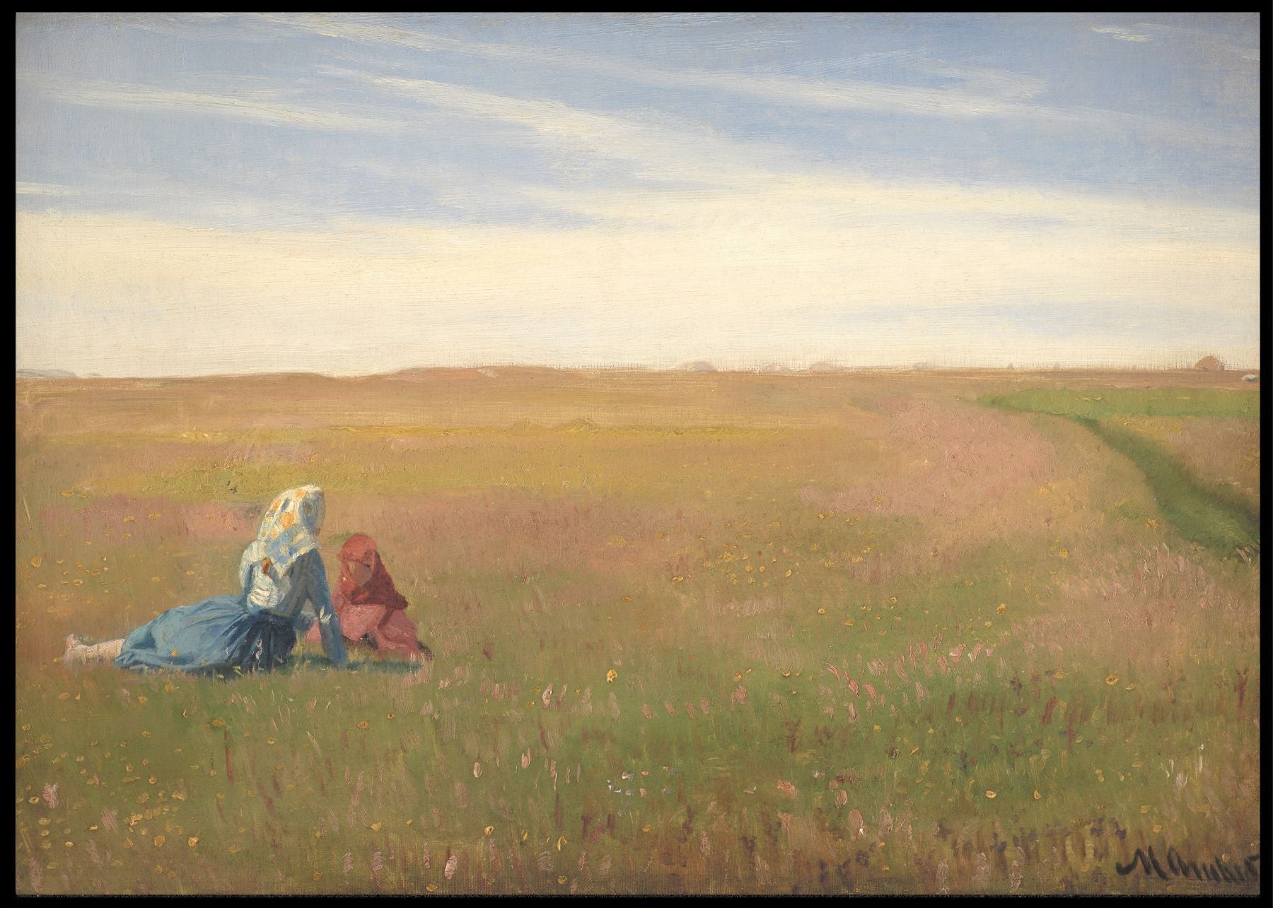 To piger på en mark - Michael Ancher - plakat eller lerret - Plakatbar.no