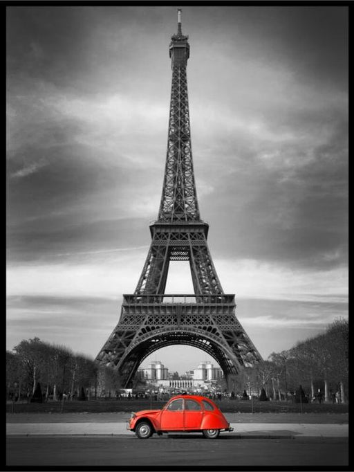 Tour Eiffel et voiture rouge - Poster - Plakatbar.no