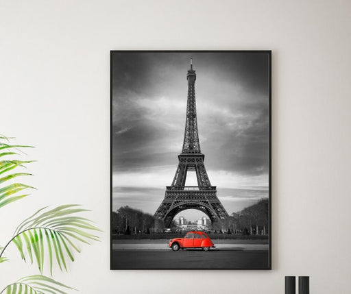 Tour Eiffel et voiture rouge - Poster - Plakatbar.no