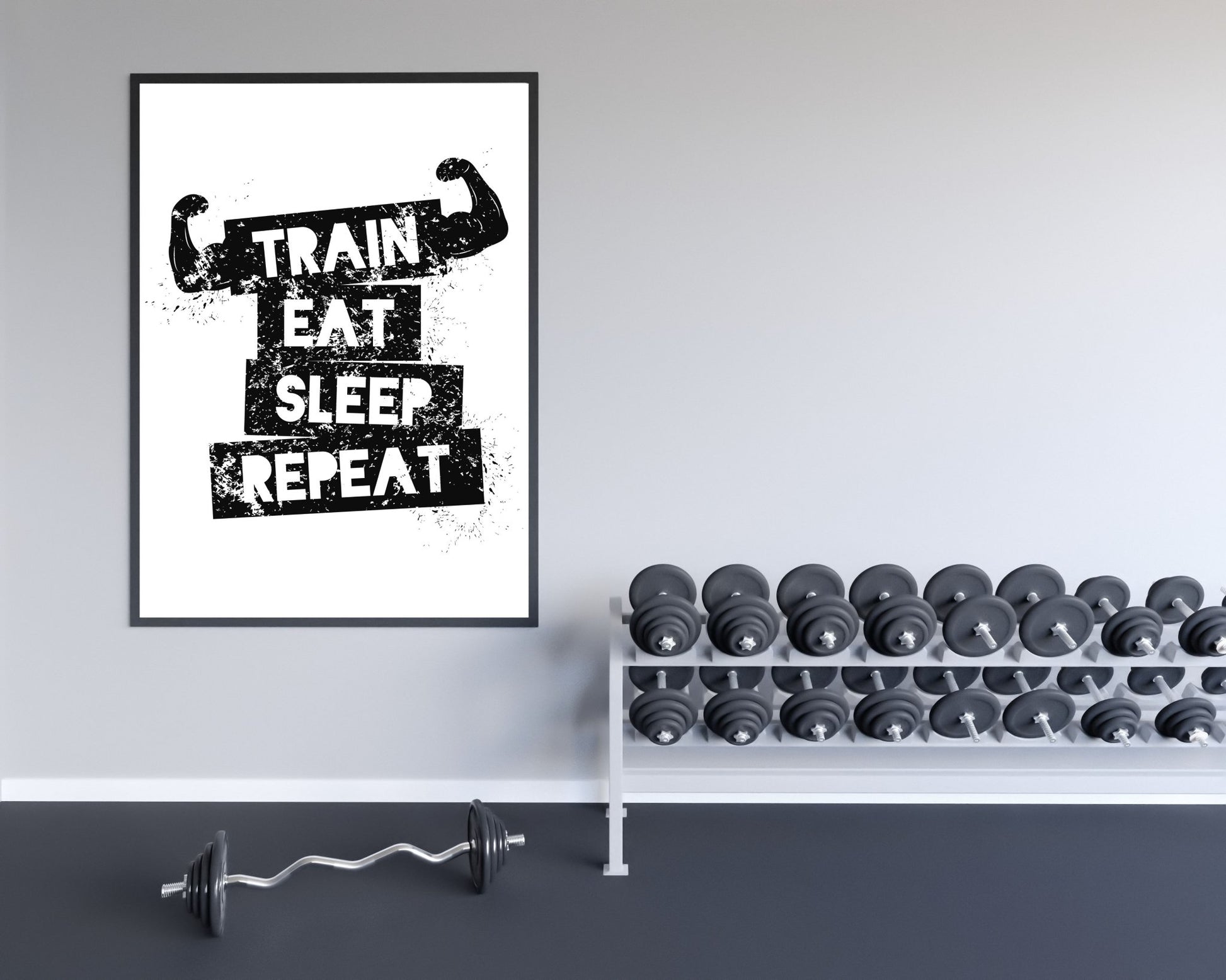 Train-eat-sleep-repeat - Gym poster - Plakatbar.no