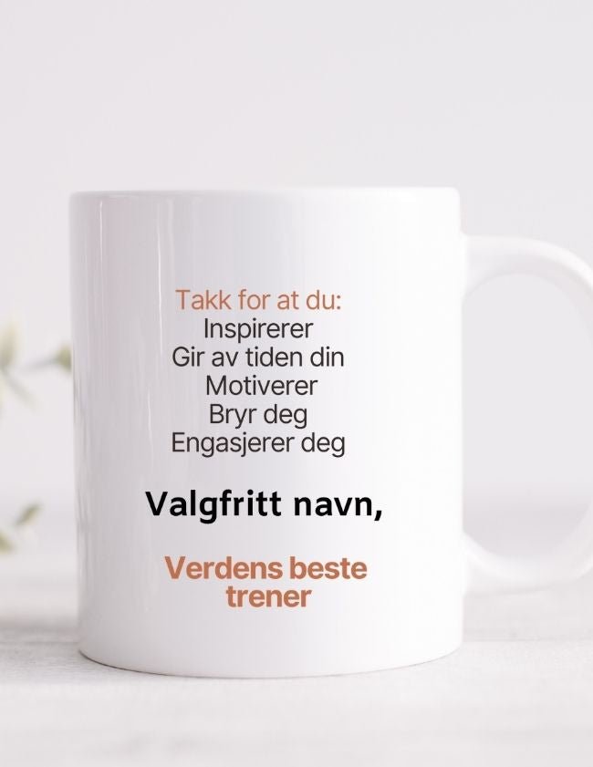 Trener - Kopp med eget navn - Plakatbar.no