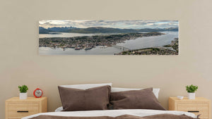 Tromø by og Kvaløya - panorama lerret - Plakatbar.no
