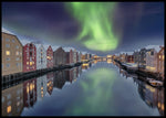 Trondheim by, nordlys - Plakat - Plakatbar.no