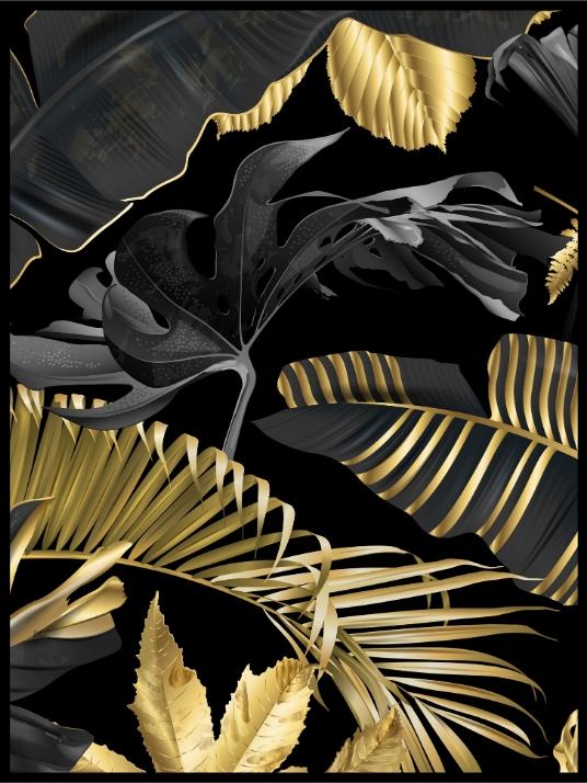 Tropical Leaves Poster 2 - Black Gold