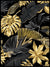 Tropical Leaves Poster - Black Gold - Plakatbar.no
