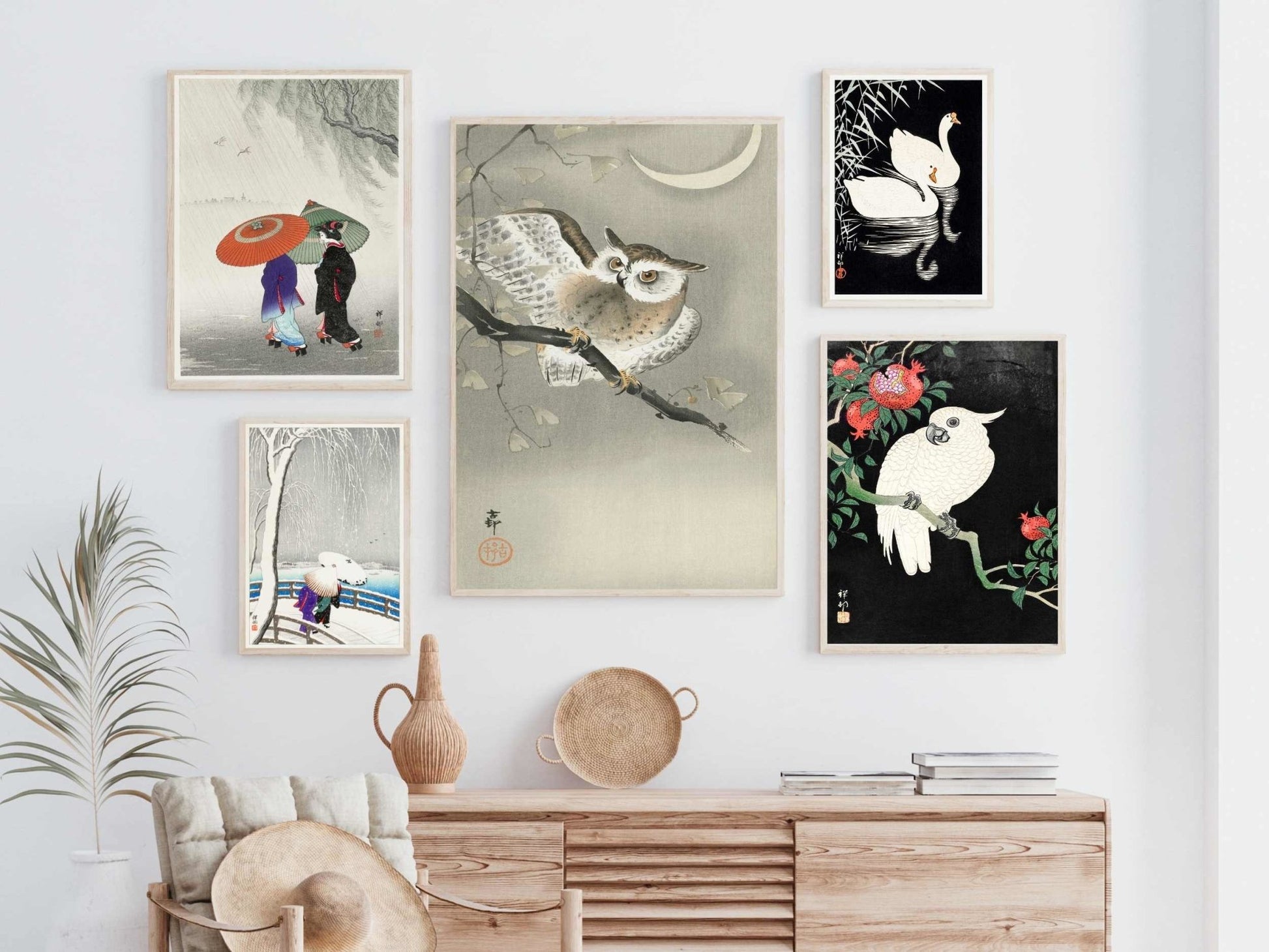 Two woman in the rain, Ohara Koson- Plakat - Plakatbar.no