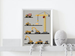 Ulike anleggsmaskiner - 01 - Plakatbar.no