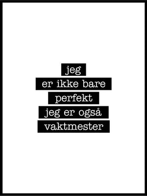 Vaktmester - Jeg er ikke bare perfekt Plakat - Plakatbar.no