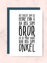 Verdens beste Bror/Onkel kort - Plakatbar.no