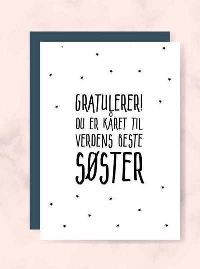 Verdens beste Søster kort - Plakatbar.no