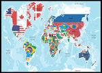Verdenskart med flagg - Plakatbar.no