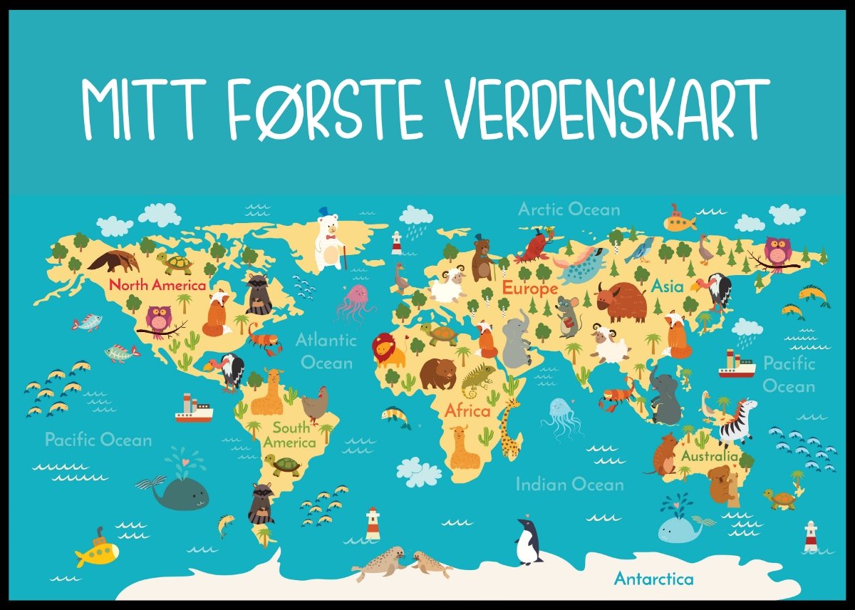 Verdenskart til barn - Poster - Plakatbar.no