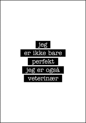 Veterinær- Jeg er ikke bare perfekt Plakat - Plakatbar.no