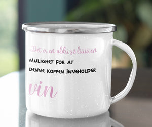 Vinkoppen - Emaljekopp med sølvkant - Plakatbar.no