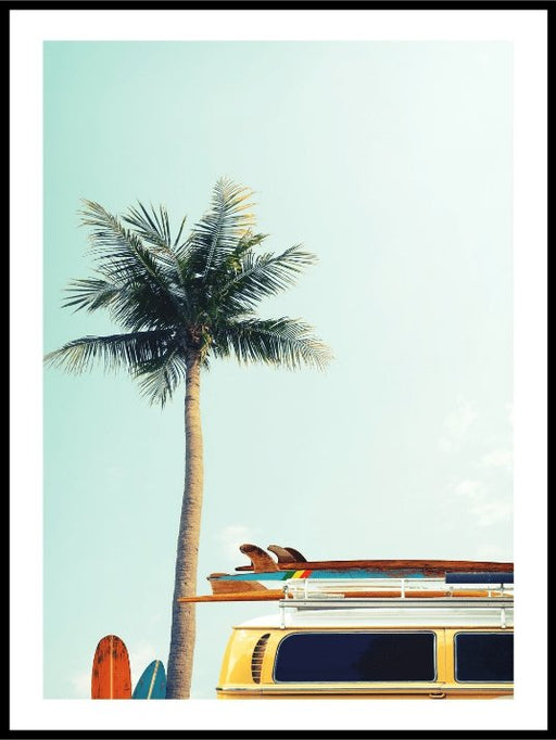 Vintage car at beach - Poster - Plakatbar.no