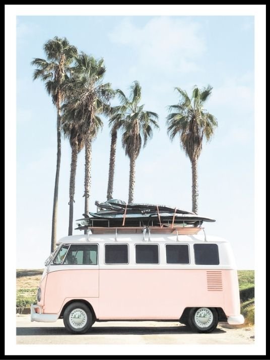 Vintage Van and palms - Poster - Plakatbar.no