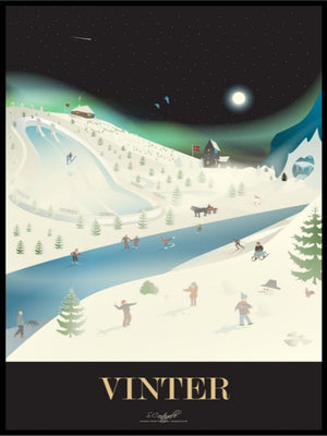 Vinter i Norge - Sort - Plakatbar.no