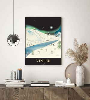 Vinter i Norge - Sort - Plakatbar.no