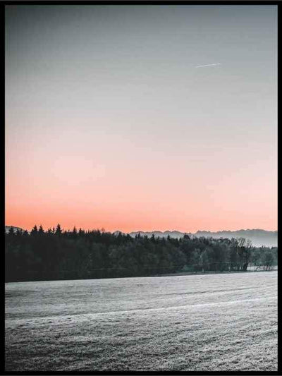 Vinterlandskap med solnedgang - plakat - Plakatbar.no