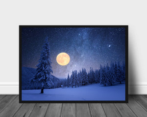 Vinterskog og fullmåne poster - Plakatbar.no