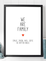 We Are Family - Plakat med navnet til alle i familien - Plakatbar.no