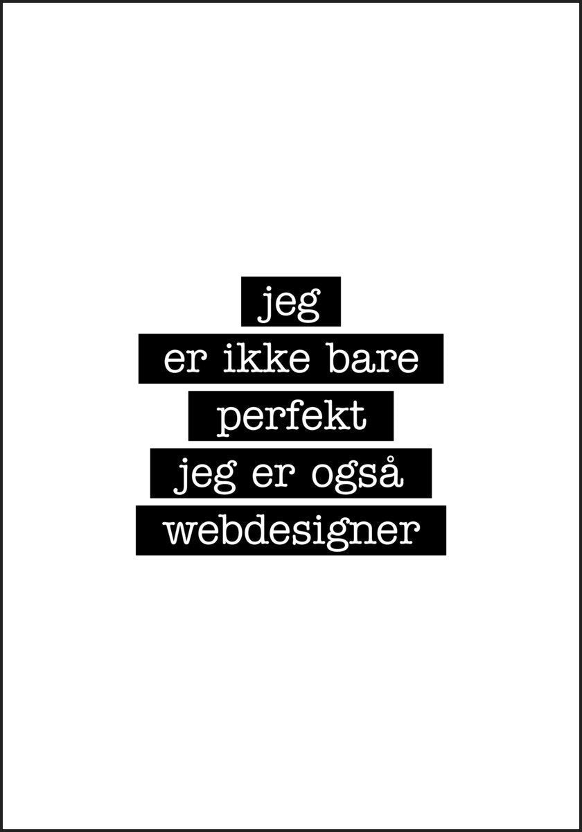 Webdesigner - Jeg er ikke bare perfekt Plakat - Plakatbar.no