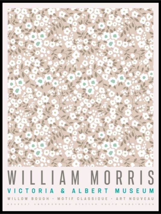 William Morris - beige flowers poster - 02 - Plakatbar.no