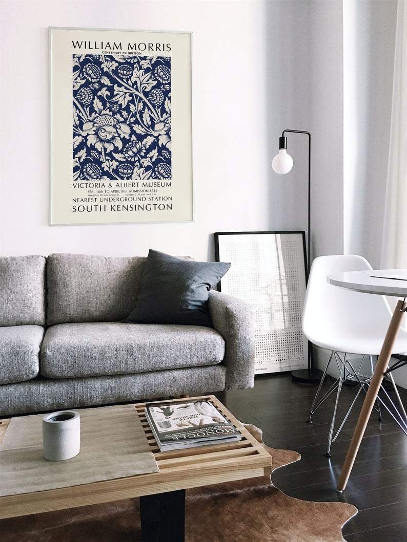 William Morris Blue Flowers Poster - Plakatbar.no