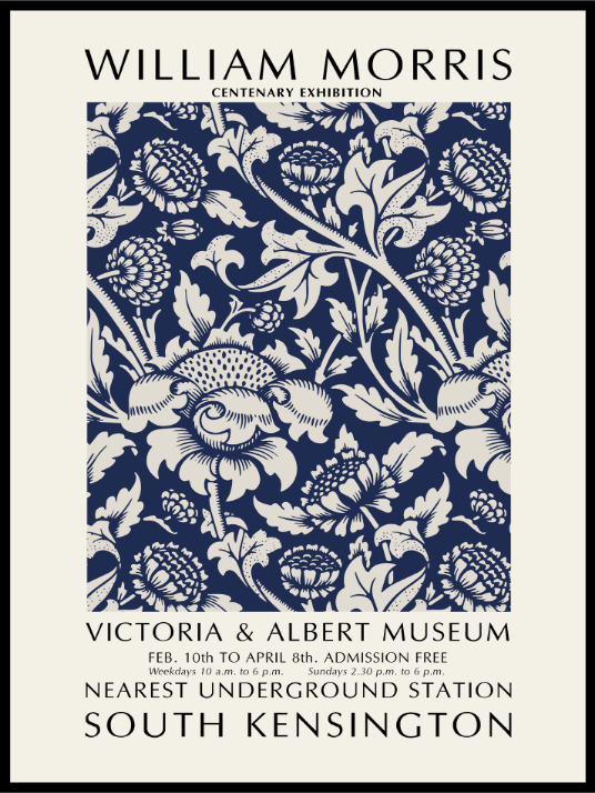 William Morris Blue Flowers Poster - Plakatbar.no