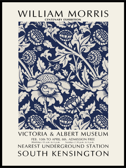 William Morris Blue Flowers Poster - Plakatbar.no