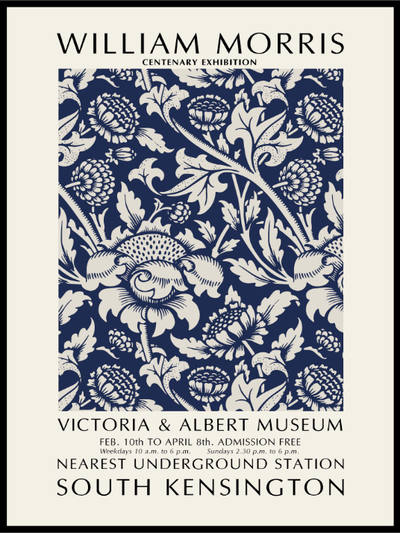 William Morris Blue Flowers Poster - Plakatbar.no