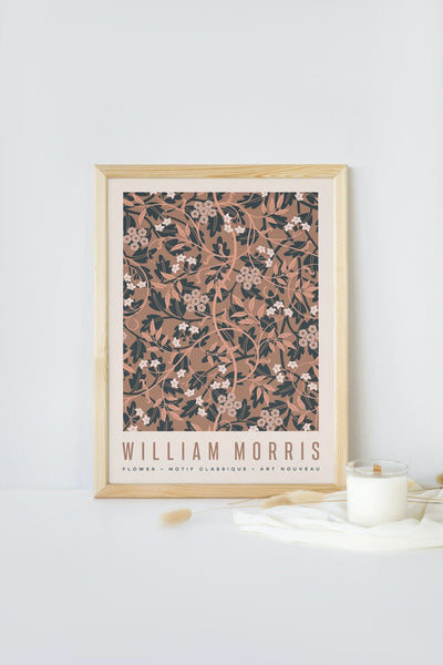 William Morris - orange and black flowers poster - Plakatbar.no