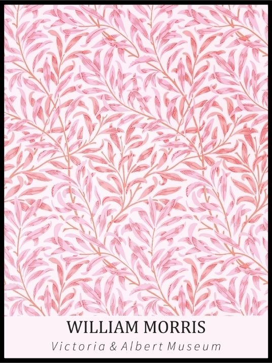 William Morris - pink flowers poster