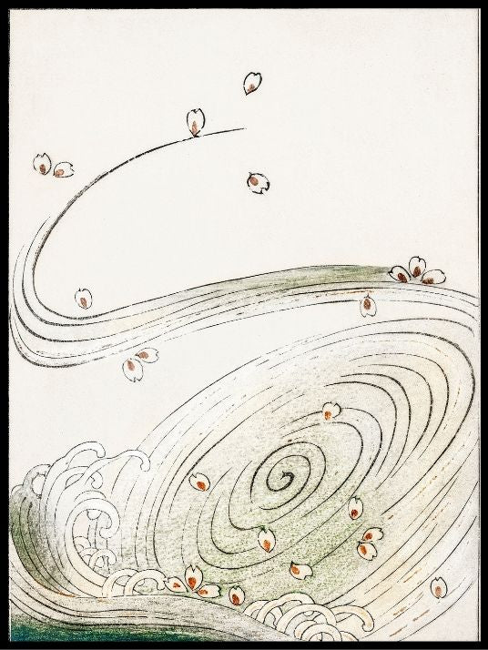 Wind and flower illustration from Bujutsu Sekai, Watanabe Seitei - Plakat
