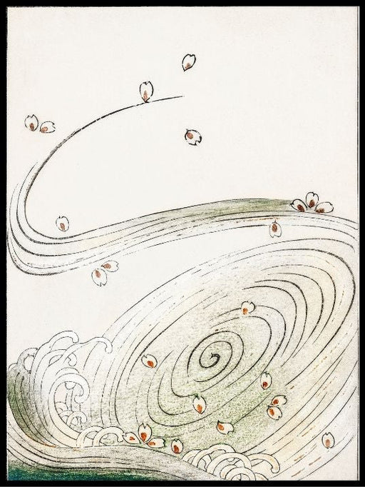 Wind and flower illustration from Bujutsu Sekai, Watanabe Seitei - Plakat - Plakatbar.no